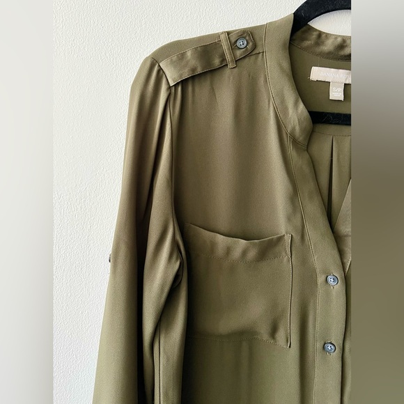 Banana Republic Olive Green Military-Style Blouse - Picture 3 of 6